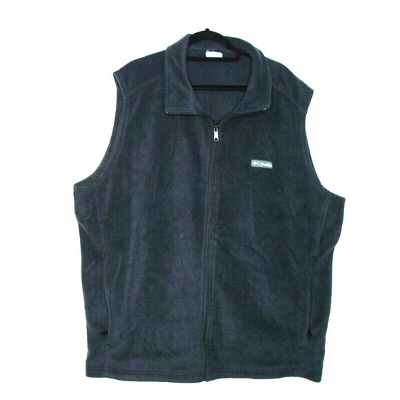 Columbia Men Size 3XT Black Steens Mountain Fleece Full Zip Vest Outdoor Pockets - Picture 1 of 9